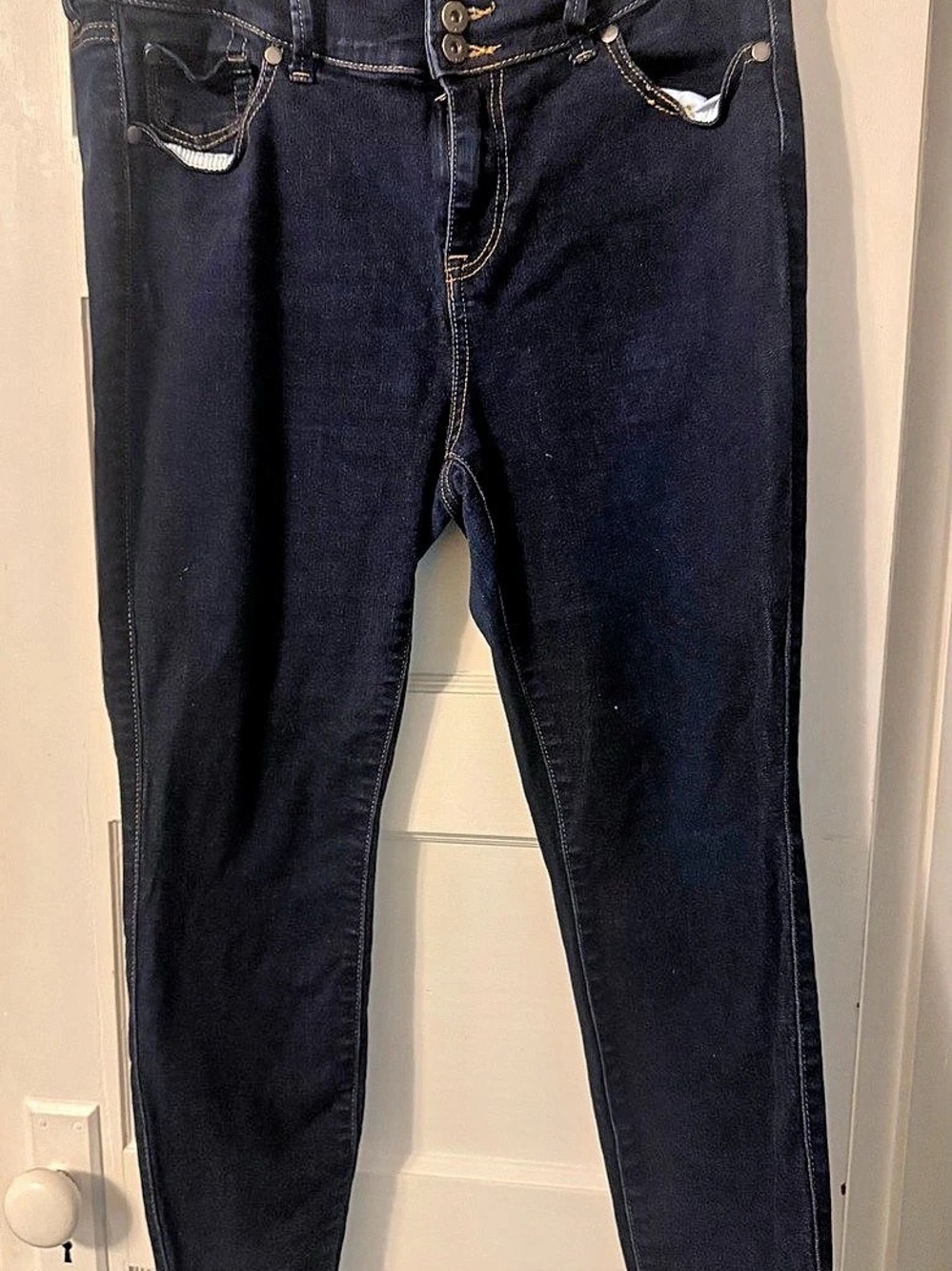 Torrid Super Soft Jegging Dark Wash Size 14 Short High Rise 3 Button Plus